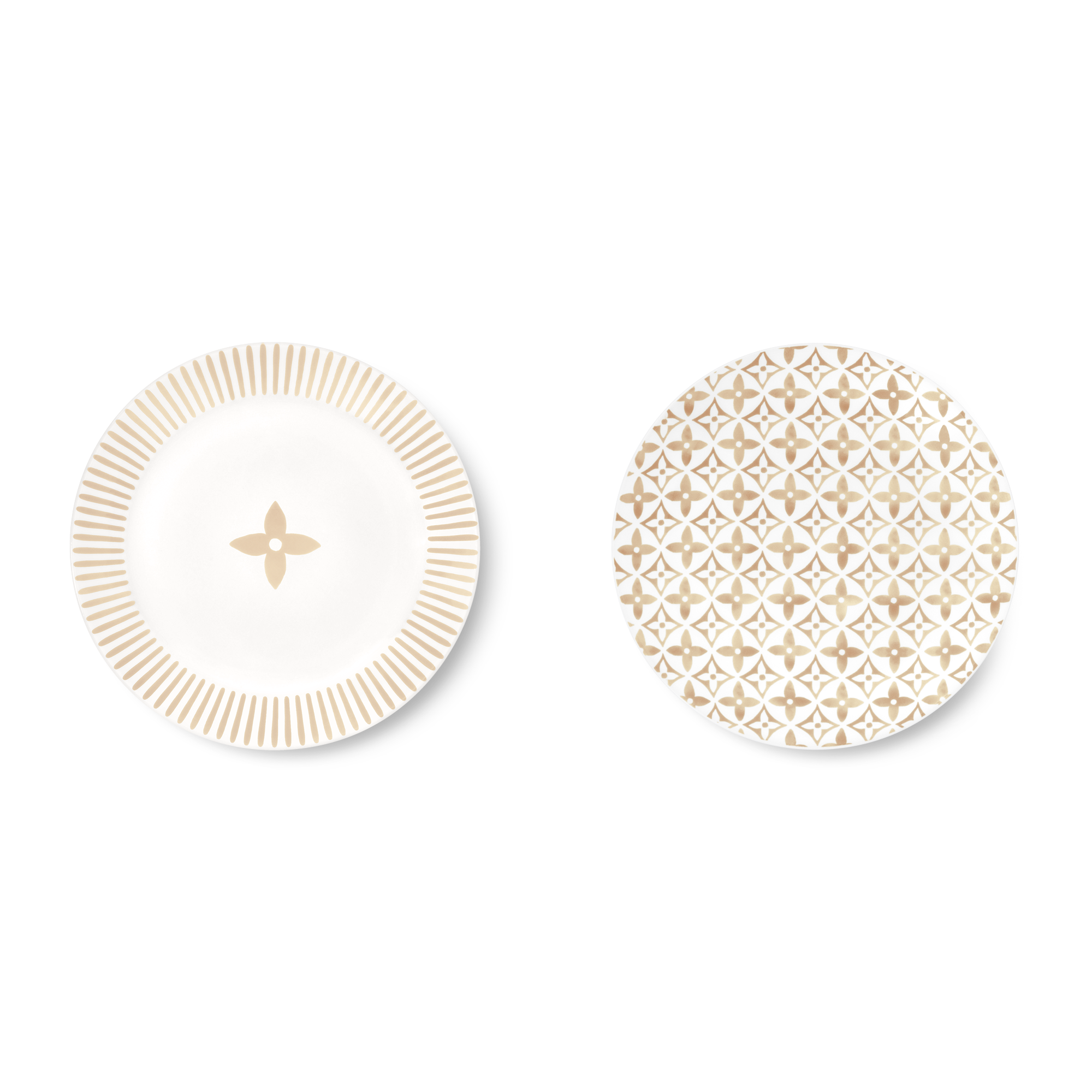 Set Of 2 Side Plates Monogram Flower Tile - Home and Art of Dining